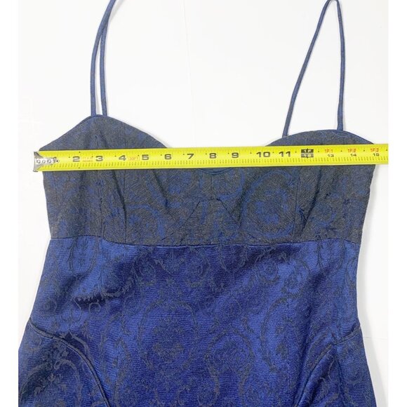 VTG Y2K Cynthia Cynthia Steffe Blue Damask Sweetheart Neck Romantic Dress Size 6 - Picture 7 of 16